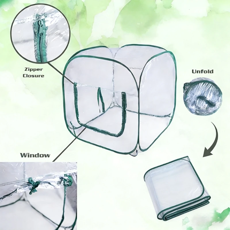 New Winter Plant Greenhouse Cover for Balcony Garden with PVC and Steel Frame Protective Against Freezing Temperatures X3UC