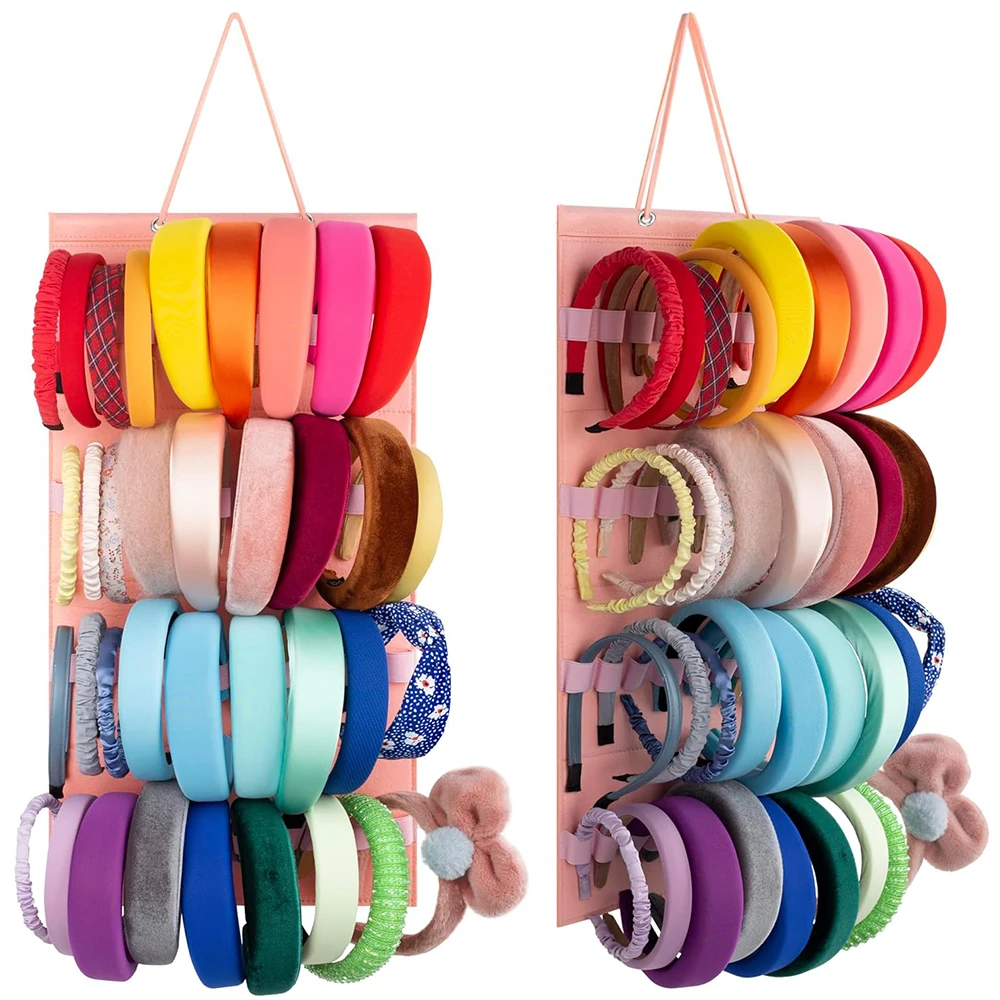 Hanging Headband Organizer for Women Girls Wall Mounted Felt Hairbands Storage Hair Bow Hairpins Accessories Display Holder Gift