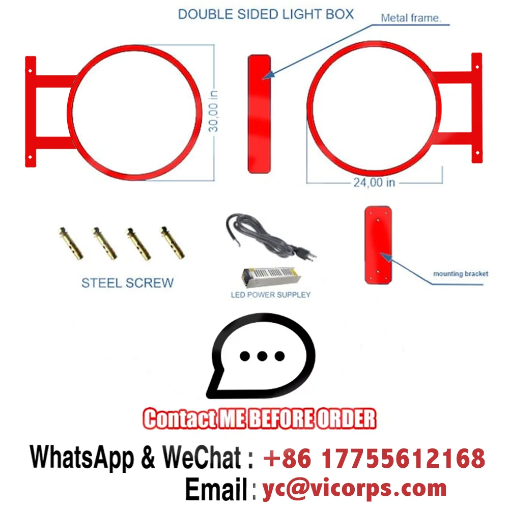 مخصص جولة مخبز الخبز للماء الاكريليك LED صندوق إضاءة الأعمال في الهواء الطلق تسجيل مزدوجة الوجهين الخلفية عرض الإعلان