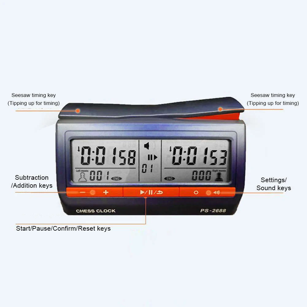 الشطرنج الرقمي الموقت USB شحن ساعة الشطرنج ساعة متر ساعة توقيت مع وظيفة العد التنازلي تأخير للاستخدام الشخصي الأسرة