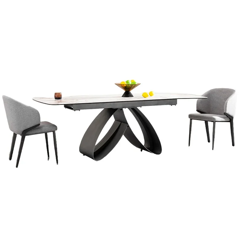 

Slate dining table folding telescopic household modern simple small apartment dining table chairs rectangular dining table