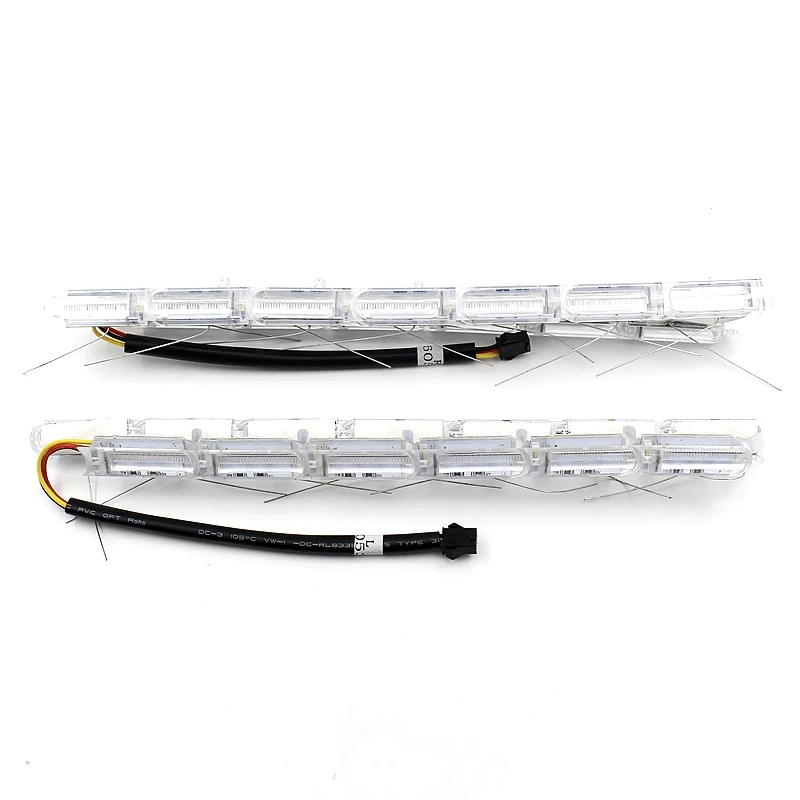 Tak Wai Lee Car Flexible Crystol Telescopic LED DRL Daytime Running Light White/Amber Turn Signal Flowing Water Drops Strip Lamp