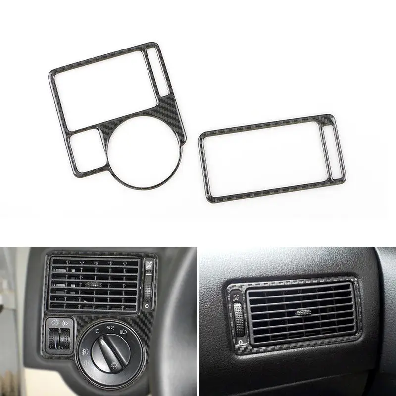 Carbon Fiber Car Dashboard Panel Side Air Condition Outlet Vent Trim Cover For VW Golf 4 Jetta Bora MK4 R32 GTI 1999-2004 LHD