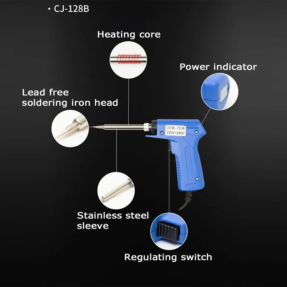 Double Power Electric Soldering Iron Adjustable 220V-240V 30W/70W EU Plug Quick Heating Internal/External Heat Welding Tools