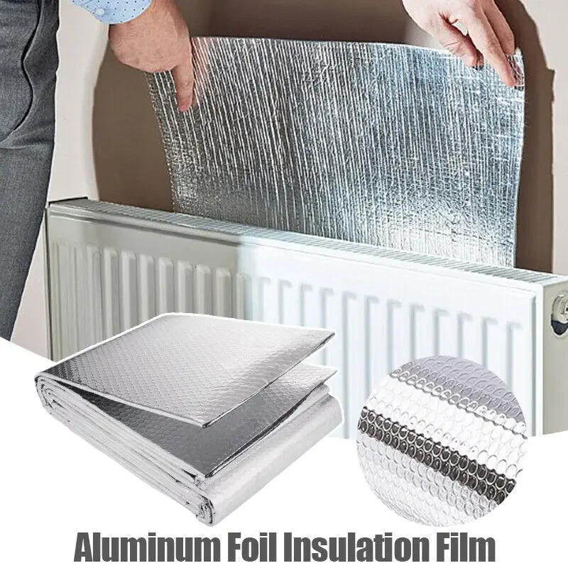 5M Aluminum Foil Insulation Film Radiator Heat Reflector Energy Saving Pad Film Reflector Back Foil Heat Reflective Home Decor