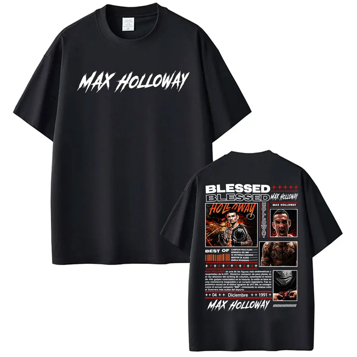 Max Holloway Blessed Vintage Graphic T-shirts for Men Women Fashion Violence Aesthetic T Shirt Cotton Casual Short Sleeve Tshirt