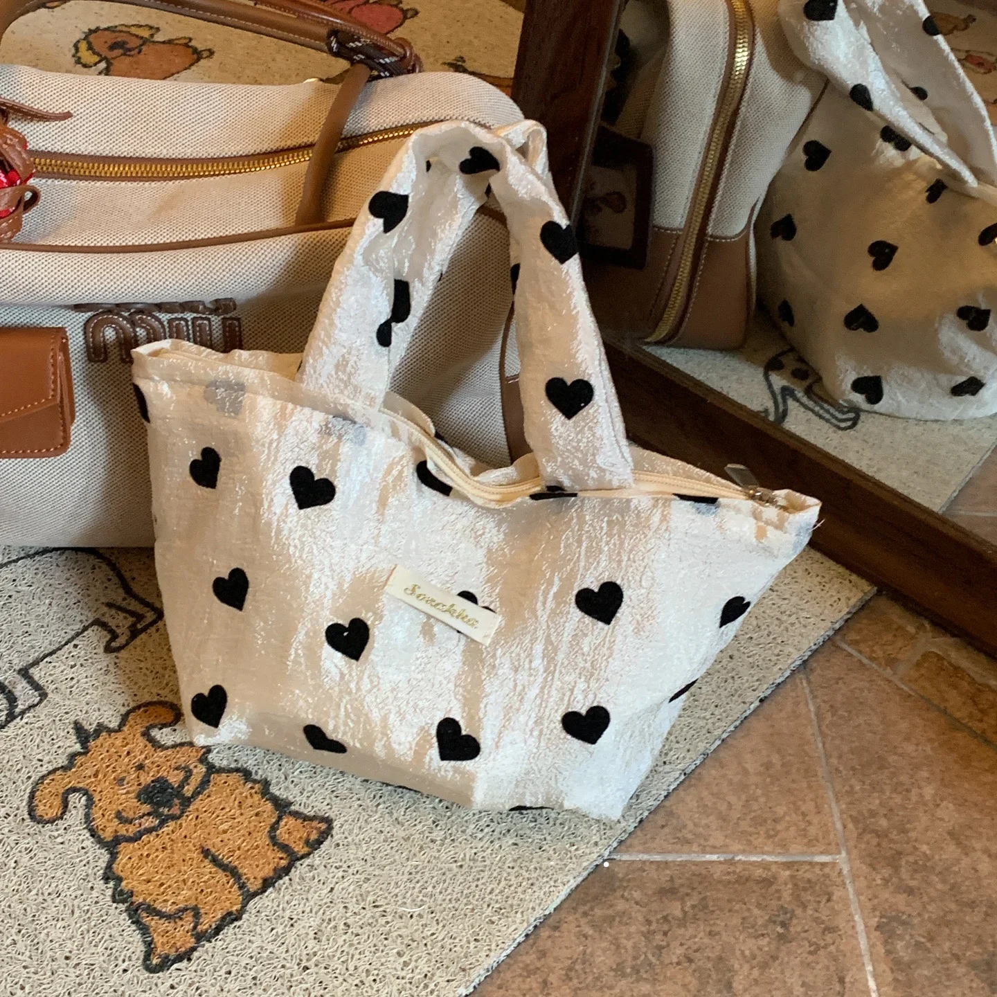 textura-especial-lona-coracao-aped-almoco-saco-tote-bolsa-feminina-casual-simples-sle-unico-ombro-alca-bolsa