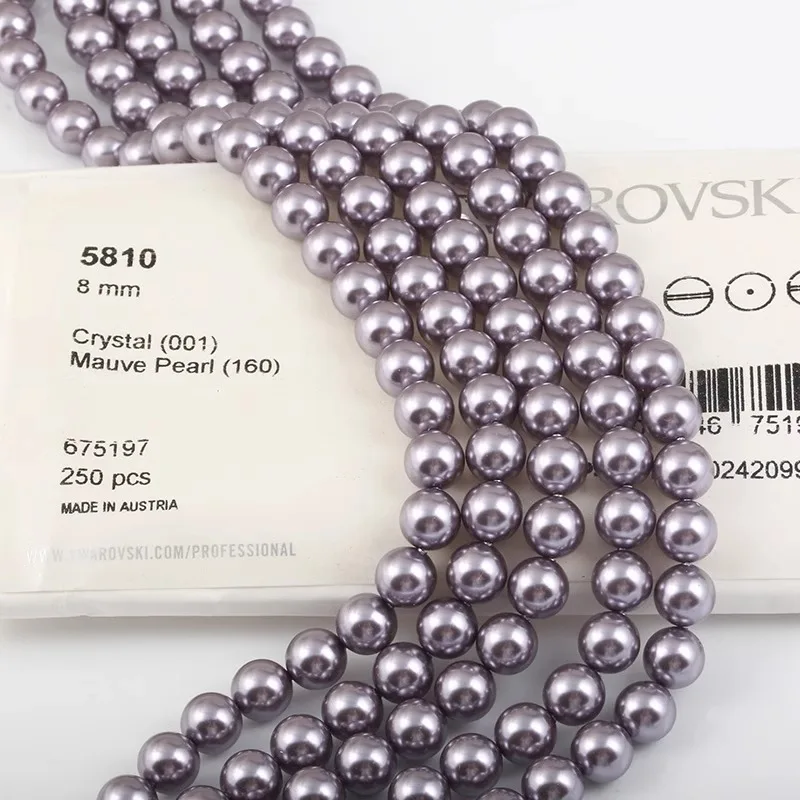 Pearl Light Purple Through-hole Bead Loose Bead Necklace Imitation Pearl Glass Bead Bracelet Handmade DIY Jewelry Accessories