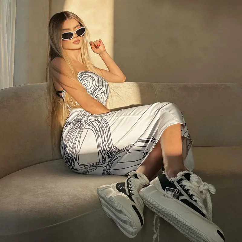 ملابس أمازون النسائية ربيع الخريف جديد صديرية دائرية الرسن خط الطباعة الورك التفاف سليم صالح مثير ضيق فساتين الزفاف النسائية