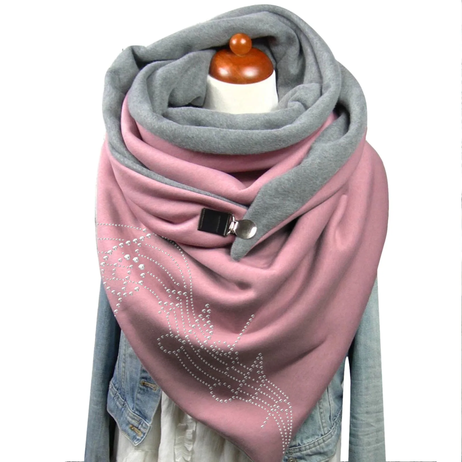 Women Scarves Winter Warm Wraps Ladies Elegant Solid Dot Printing Button Soft Casual Scarf 2024 Female Warm Scarves Shawls Шарф