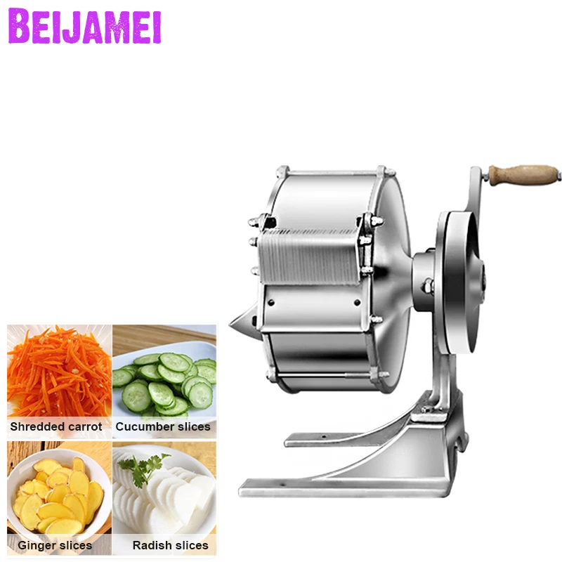 

BEIJAMEI Commercial Potato Carrot Slicer Slicing Machine Manual Vegetable Potato Cutter Shredder For Sale