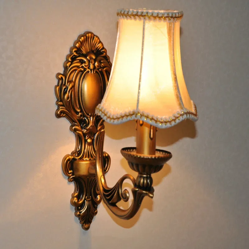 

Candle wall lamp fashion antique lighting bedroom bedside lamp mirror light stair single fabric wall