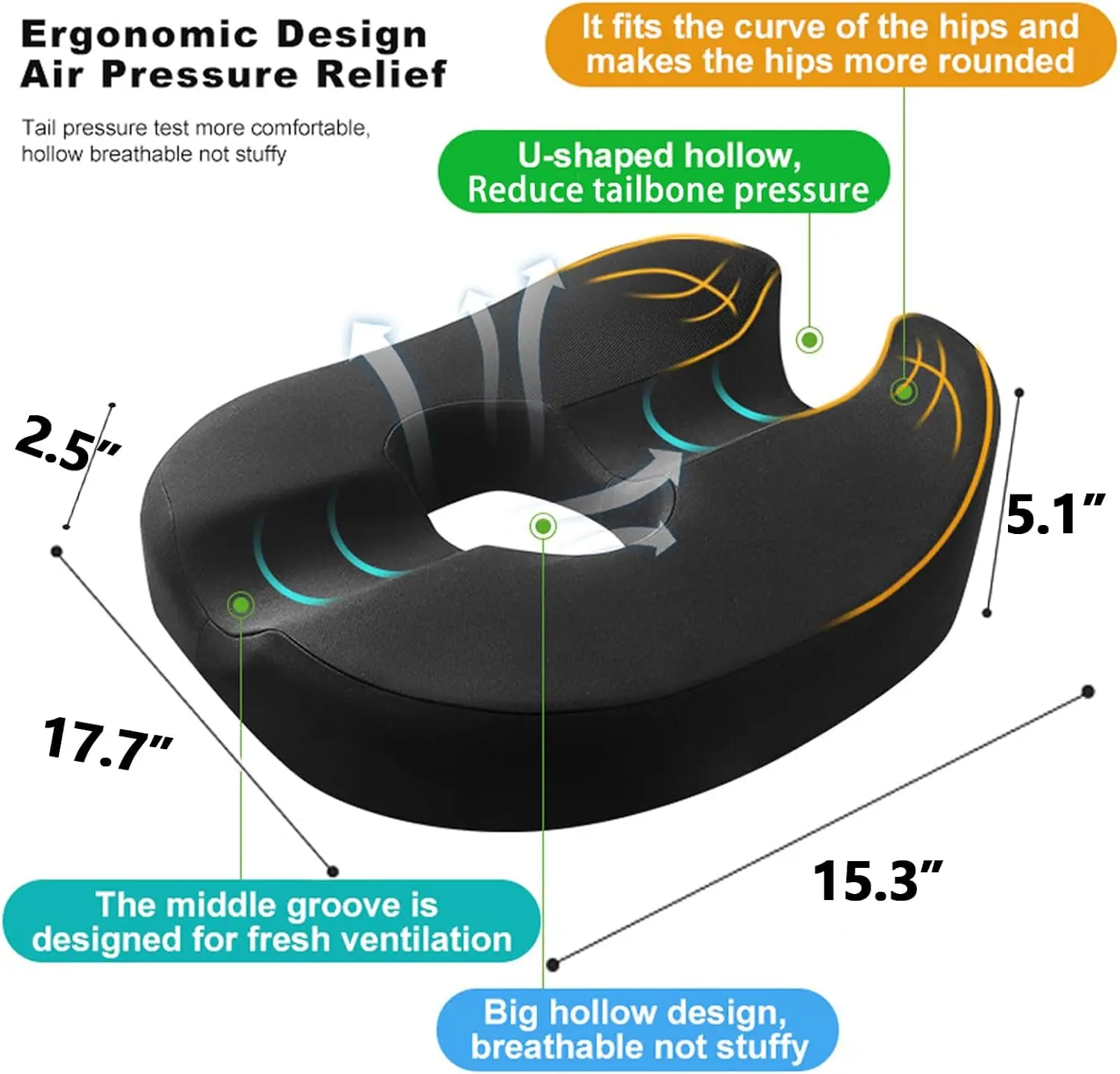 Donut Pillow Coccyx Car Seat Cushion image 2