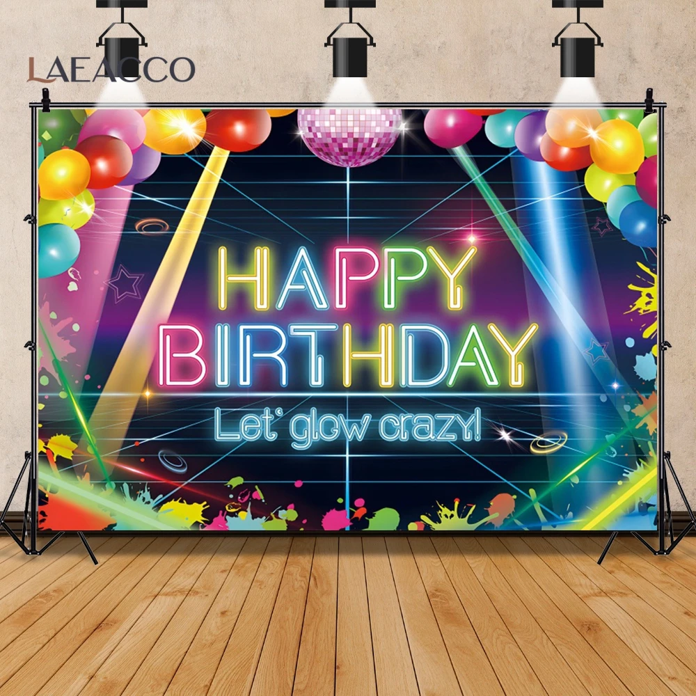 Hip Hop Happy Birthday Photography Party Background Splatter Graffiti Wall Let’s Glow Decoration Backdrop Banner Photocall Prop