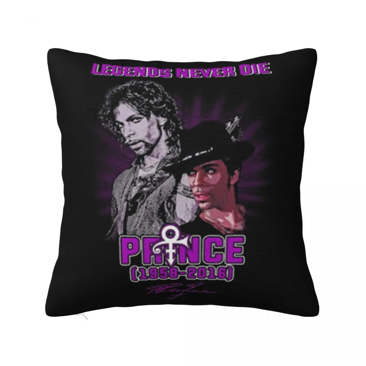 Legends Never Die Prince Rogers Nelson 1958 2016 Signature Aesthetic Text Pattern Print Pillow Case