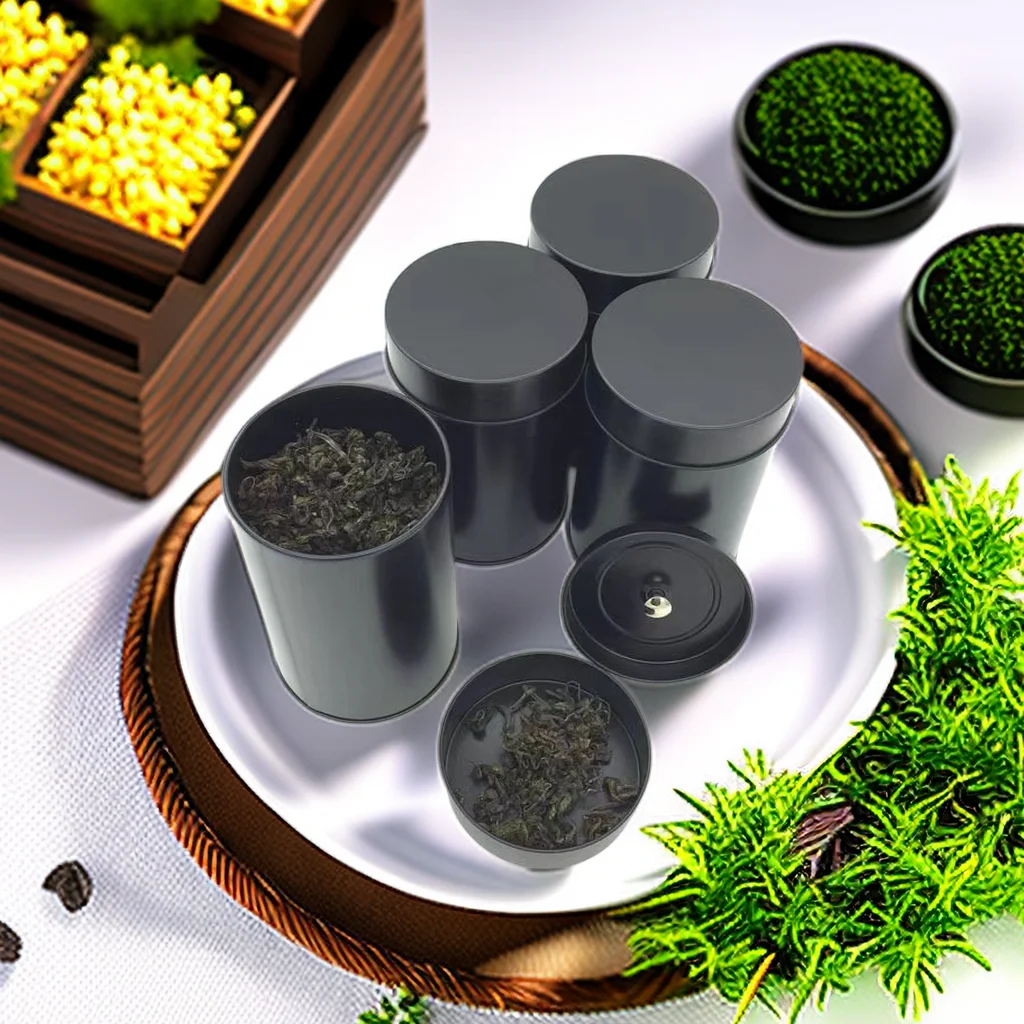 4 piece tea can with sealed double lid, suitable for bulk metal tea cans,  suitable for loose tea, coffee, candy, spices, etc.