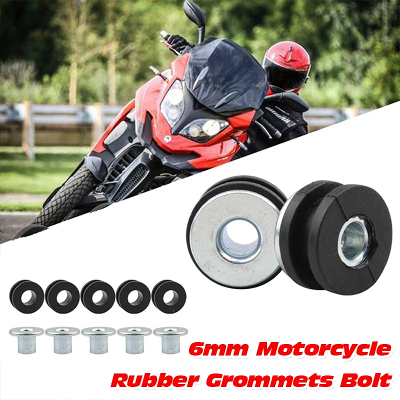 10Pcs 6mm Motorcycle Rubber Grommets Bolt Assortment Kits Fairing Bolt Pressure Relief Cushion Good-quaility Accessories