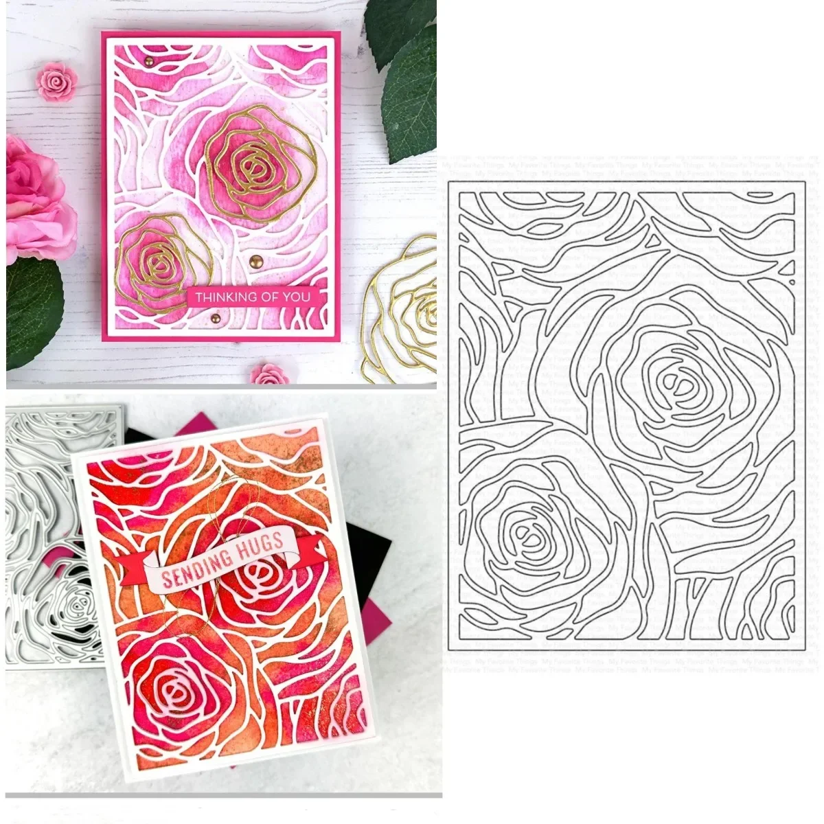 Roses All Around Cover Metal Cutting Dies Scrapbook Diary Decoration Embossing Cut Die Template DIY Make Card Album