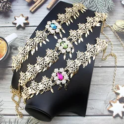Sunspicems Morocco Tassels Forehead Chain Algeria Bride Crown Jewelry Women HairChain Hairware Gold Color Crystal Arab Hairband