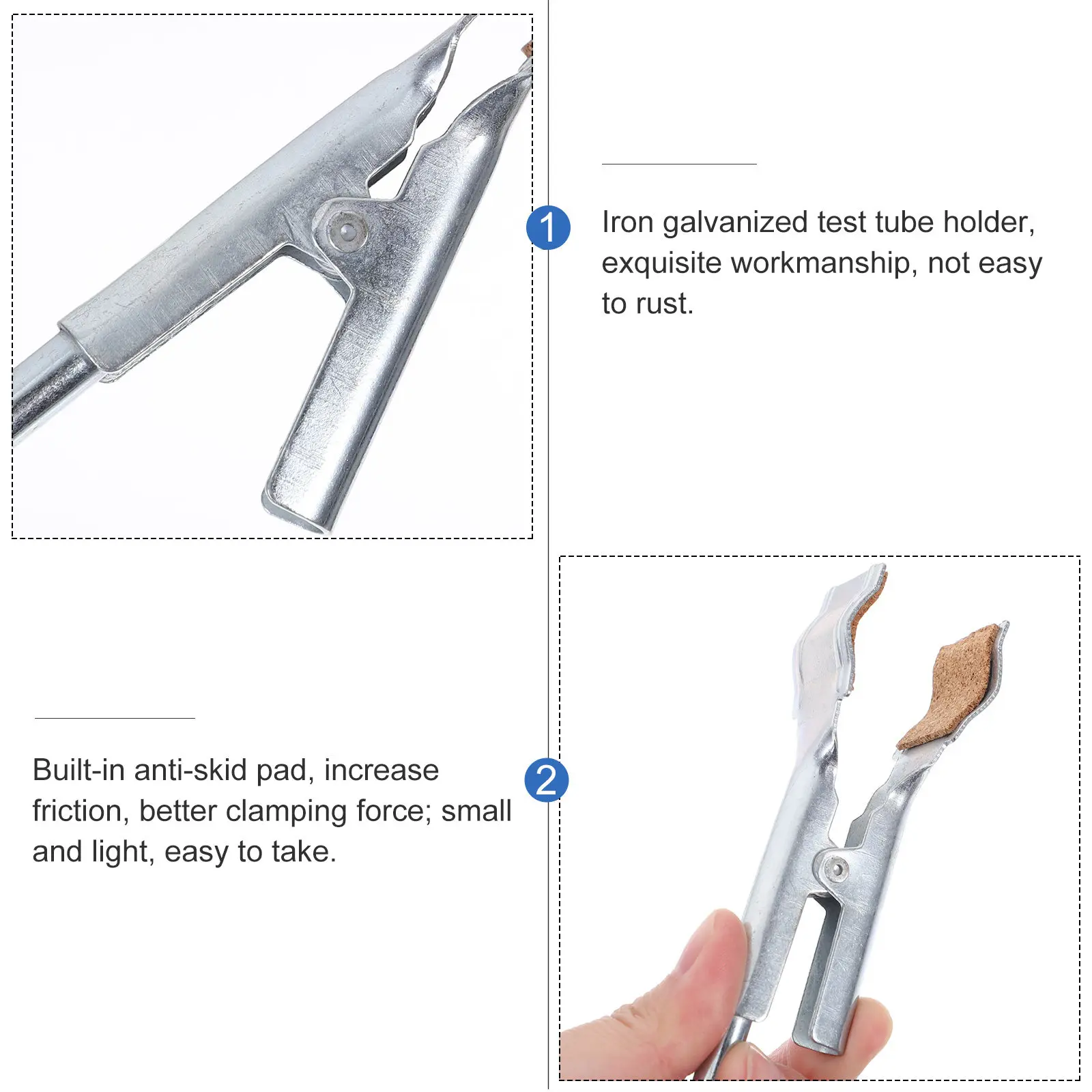 

2 шт. металлических зажимов для пробирок с подкладками, лабораторный аксессуар, прочное антикоррозийное оборудование для экспериментов