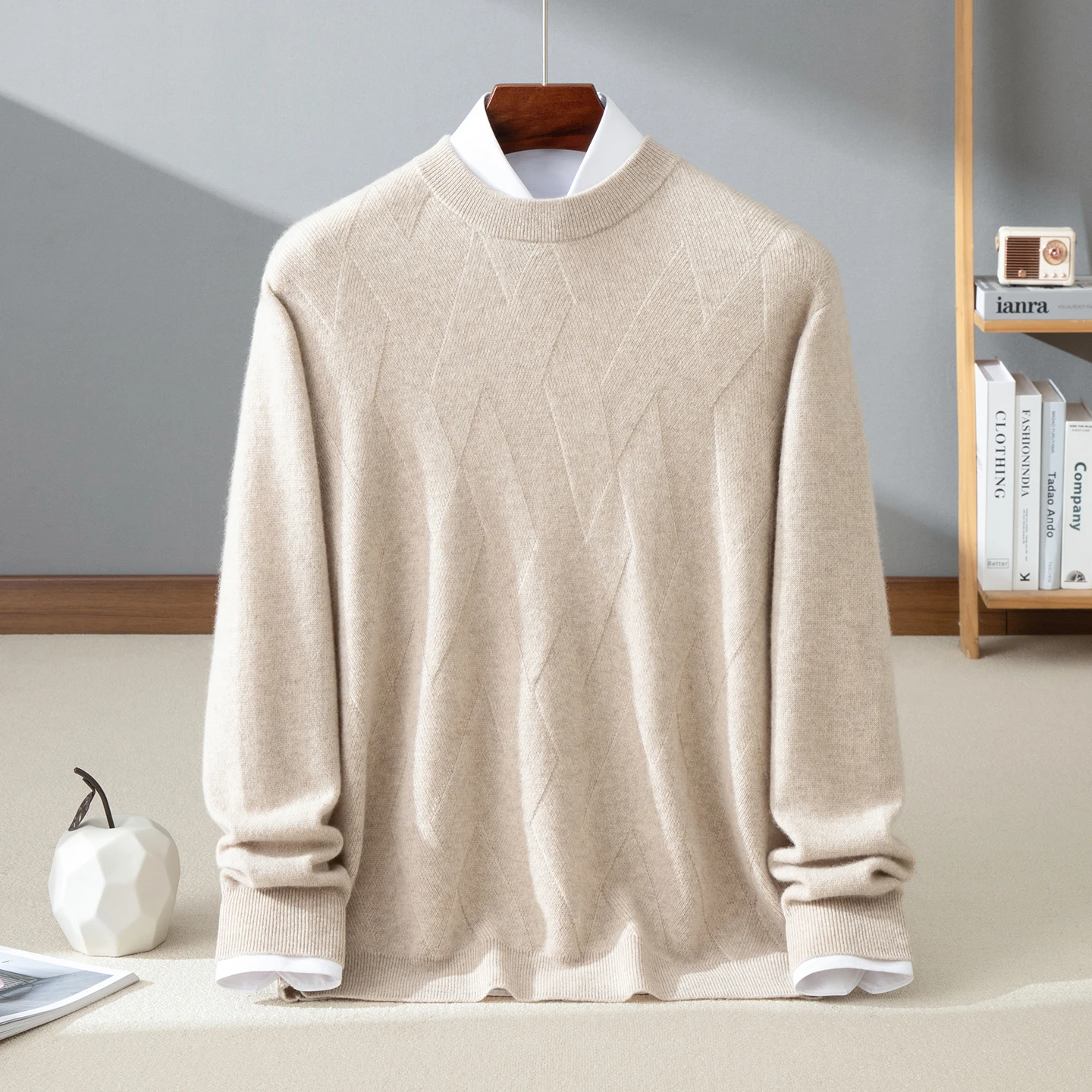 High quality 100% cashmere men's pullover casual knitted sweater luxury Pull Tops trendy men's streetwear round neck Jumper