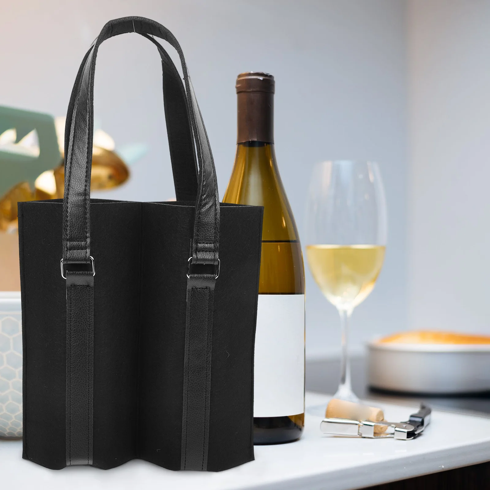 

Portable Wine Carrier Storage Bag Premium Materials Simple Design Match Any Furniture Home Organizer Pouch