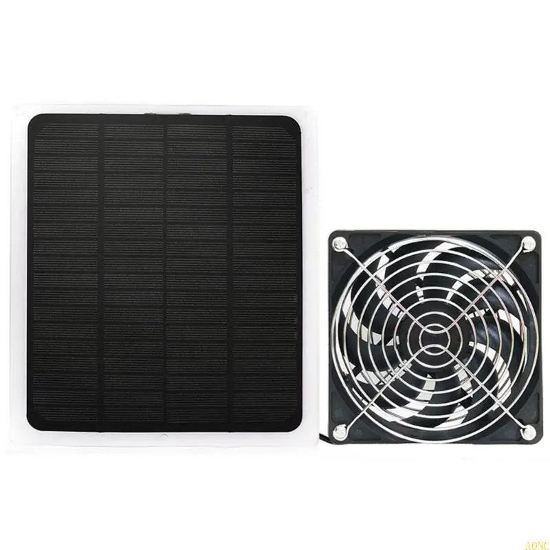 A0NC Mini Solar Panel Powered Ventilator Fendator portable 10W Greenhouse Solar Échappement Solar pour Office Outdoor Dog House