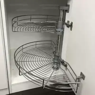 

The Curved Pull-out Basket in The Corner of The Cabinet Can Rotate 180 Degrees, Forming A Double-layer Storage Rack.
