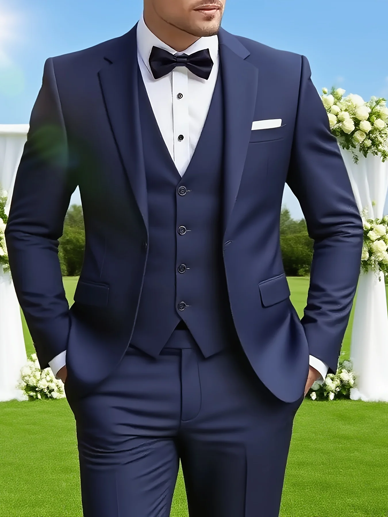 

Мужской костюм-тройка, зеленый с отложным воротником, большой размер, брюки, галстук, свадебный наряд, жилет, рабочая форма, праздничный подарок.