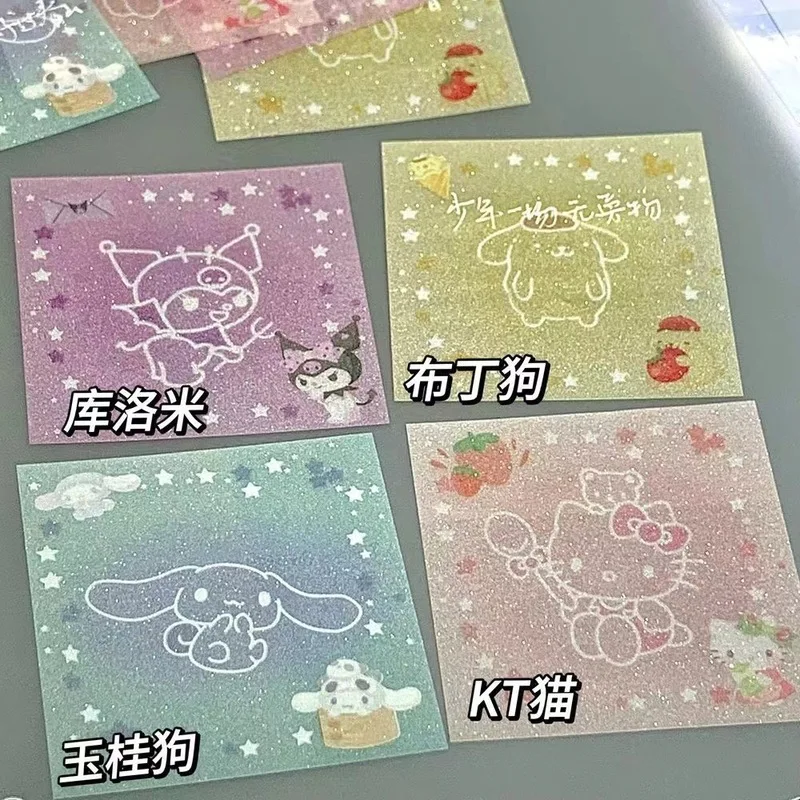 

Стикерные заметки Sanrio: прозрачные, с блестками, в форме звезд, съемные, милые, в стиле Ins, для студентов, декоративные, высокоэстетичные, блокнот для записей