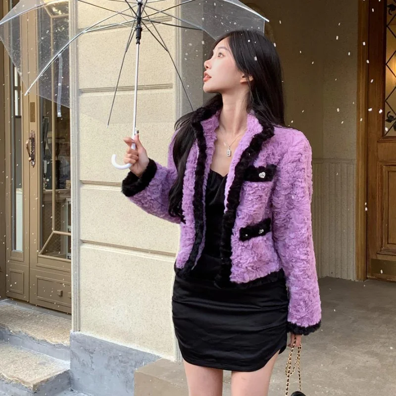 Jackets Women Elegant Winter Fashion Patchwork Trendy Design Lady Temperament Cozy All-match Casual Retro Style Korean Harajuku