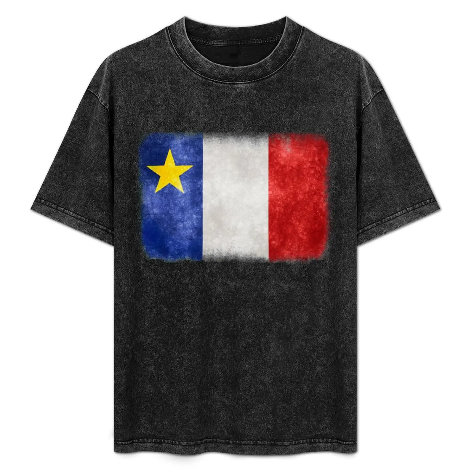 

Acadie Acadian Flag T-Shirt man t shirts for men casual cotton tshirt 100% T-Shirt