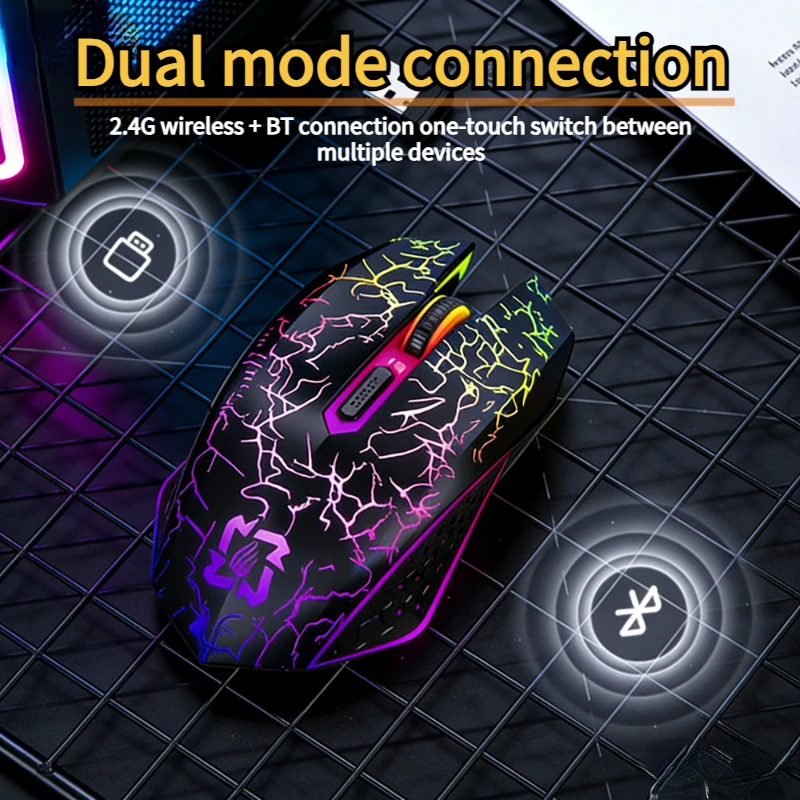 Bluetooth 5.2 Mouse RGB 2.4G Wireless Mouse Dual-Mode Gaming Mouse 6 Buttons Silent Mouse For MacBook Tablet Laptops Computer