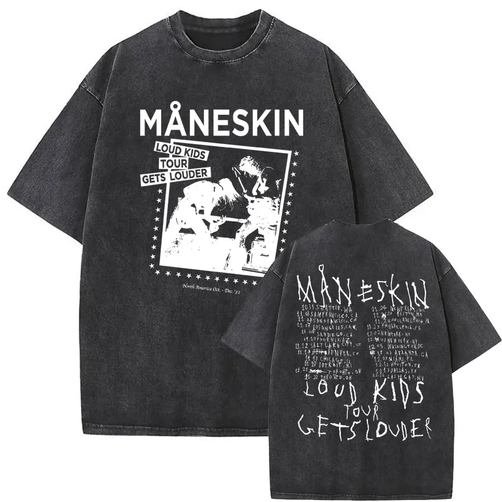 

Washed Vintage Rock Band Maneskin Loud Kids Gets Louder Tour Graphic Tshirt Summer Men Women Fashion Casual Oversized T Shirts