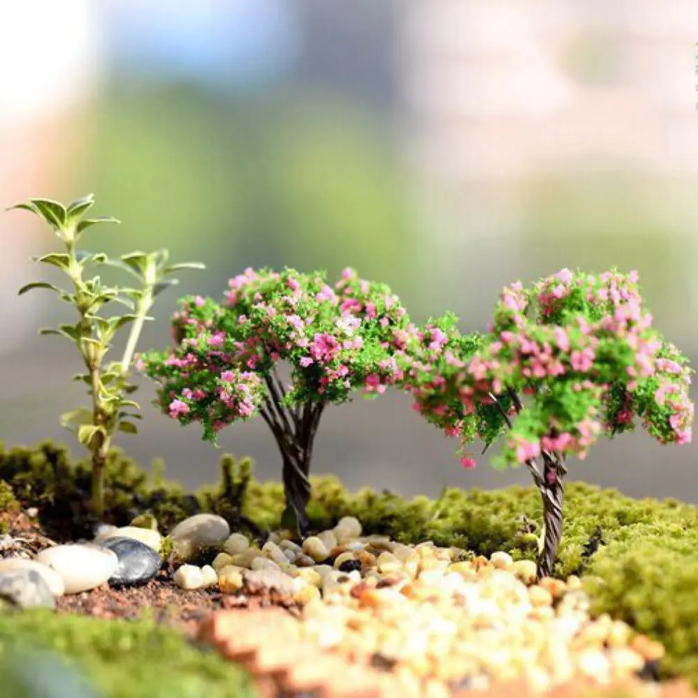 Plastic Sakura Miniatures Durable Vivid Model Simulation Trees Landscape Rural Style Home Decoratio