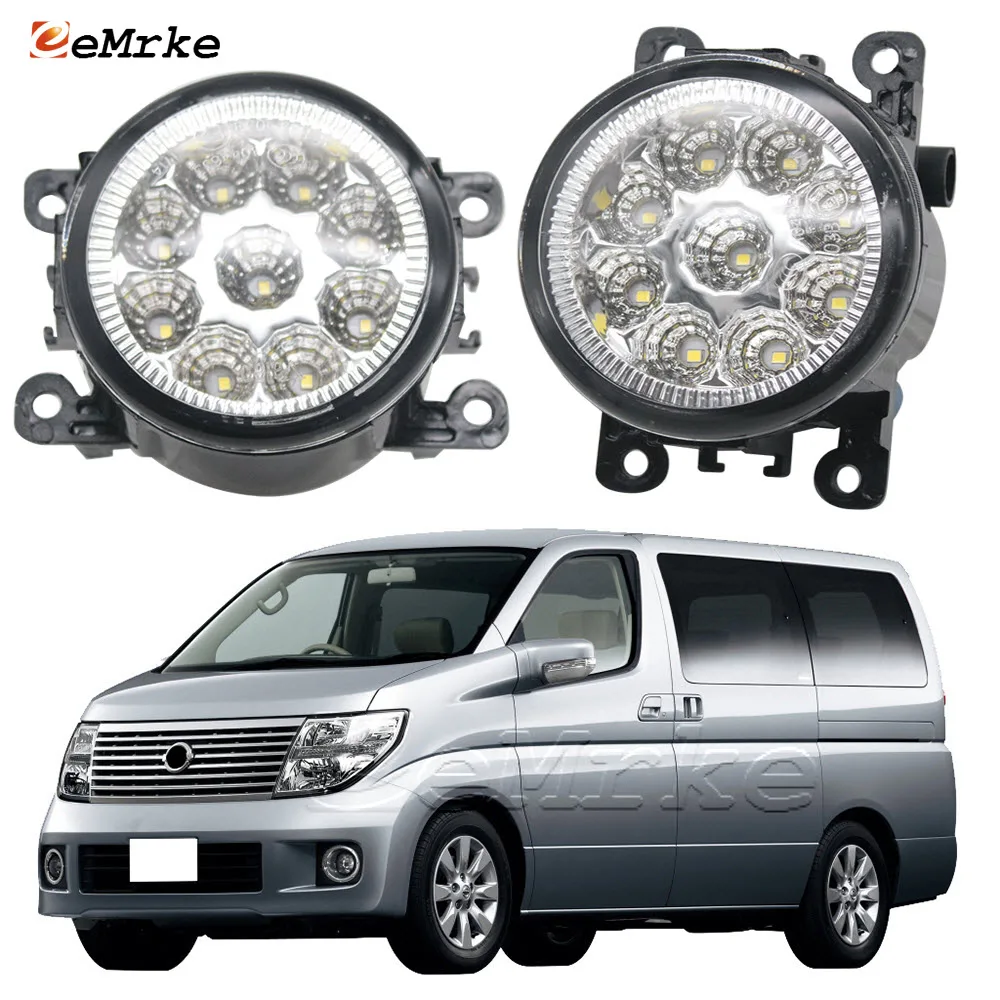 

2 Pcs Car Styling for Nissan Elgrand Highway Star E51 NE51 2004~2010 9 Pieces LED Fog Light Assembly Halogen Fog Lights DRL