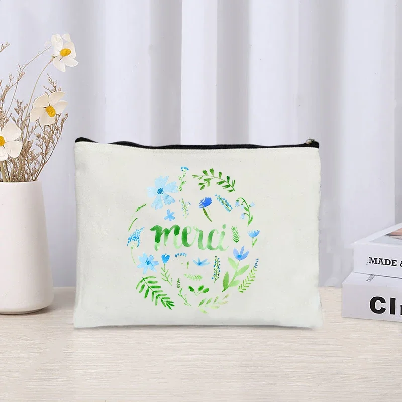 Bolsa de maquillaje de regalo de agradecimiento, accesorios de viaje para mujer, organizador de cosméticos, bolsa de almacenamiento de Perfume, estuche de maquillaje de lona ecológico, monedero