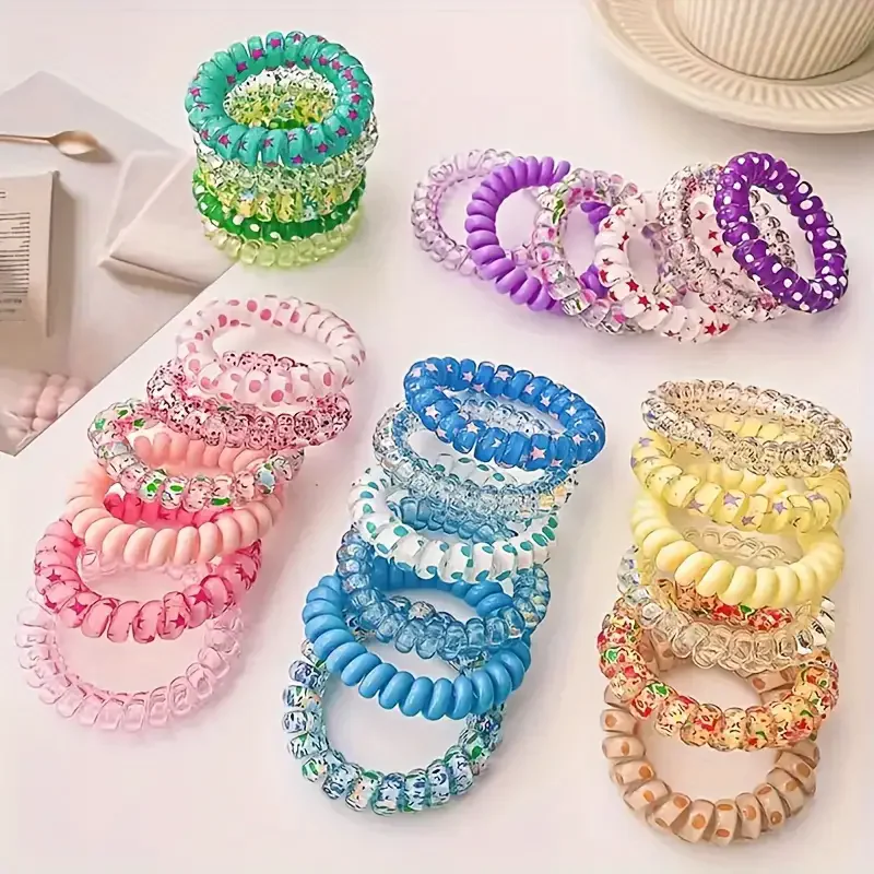 

6PCS Colorful and Exquisite Gradient Hair Accessories: Elastic Phone Round Hair Rings - Women's Plastic Hair Accessories, a Gift