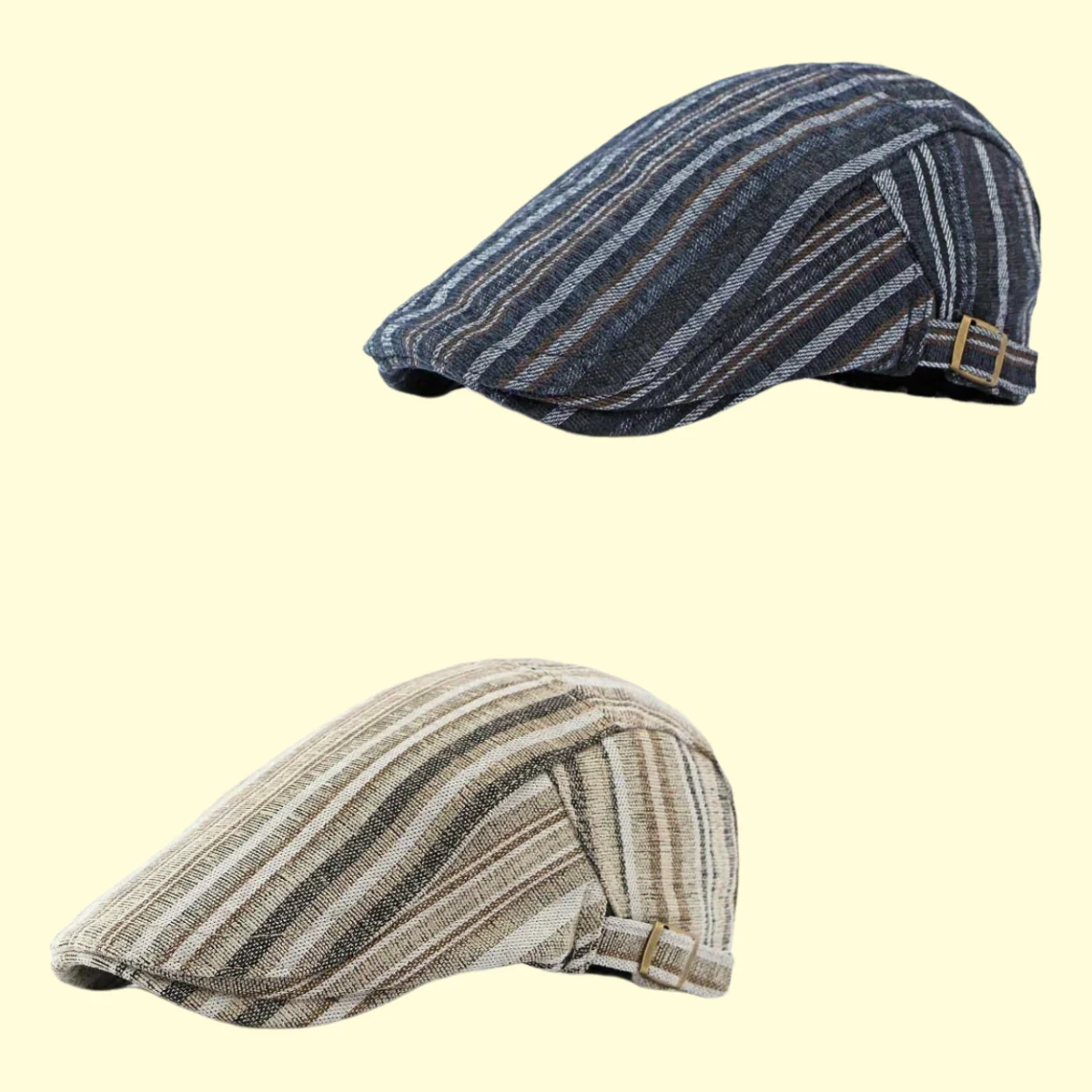 

Men Stripe Splicing Beret Spring and Autumn Street Fashion Flat Top Hat Casquette British Retro Women Comfortable Newsboy Hat