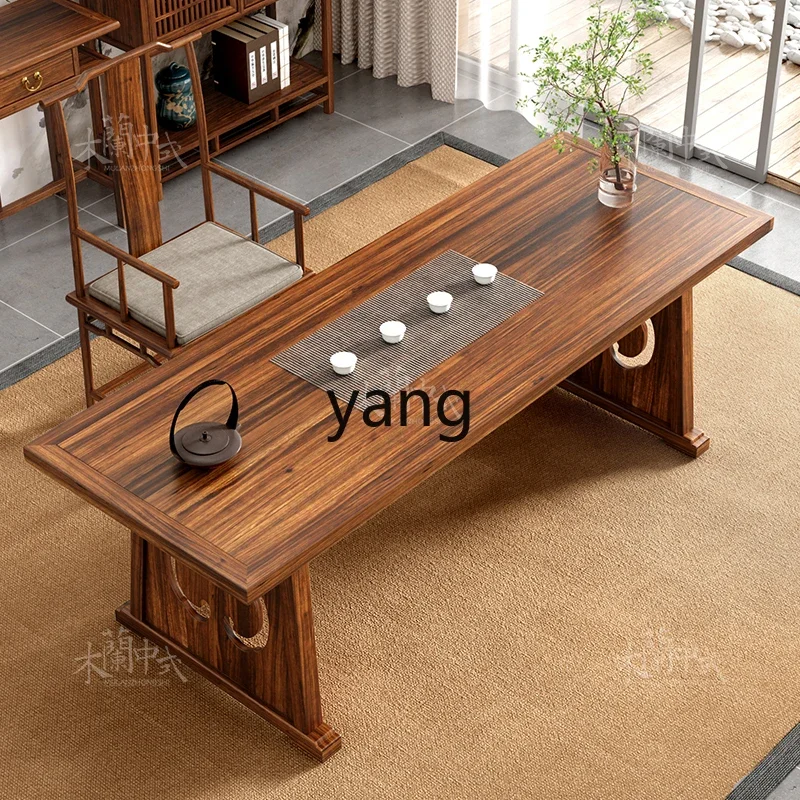 

LMM New Chinese Ebony Tea Table Solid Wood Desk Modern Simple Style Office Tea Table