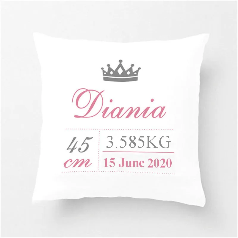 Customized Baby Birthday Gift Baby Birth Announcement Pillow Cases Personalized Birth Stats Throw Pillow Cover/ Cushion Cover