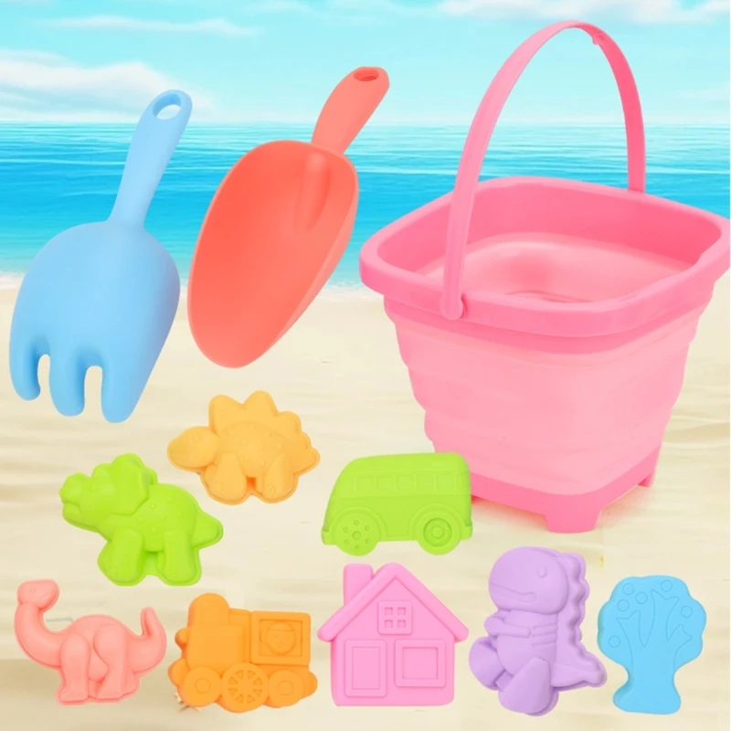 Seau sable pliable pour enfants, jeu d'eau au bord piscine, jouet plage, jouet pour tout-petits W3JF