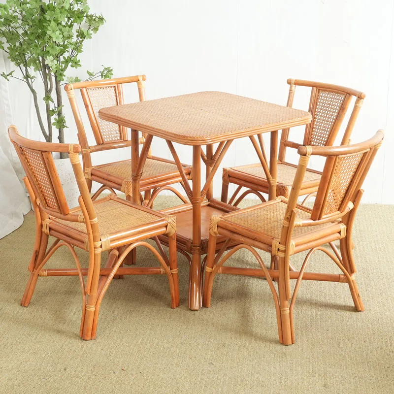 

Retro Rattan Backrest chair Single Rattan Dining Chair for Farmhouse & Bistro Handwoven Patio Seat Bohemian Cafe Stool for Home