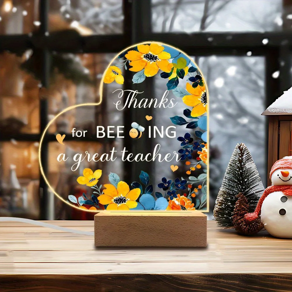 

1 шт., акриловые светящиеся украшения, аксессуары для фотосъемки, USB-основание, подарок учителю, желтые цветочные фигурки