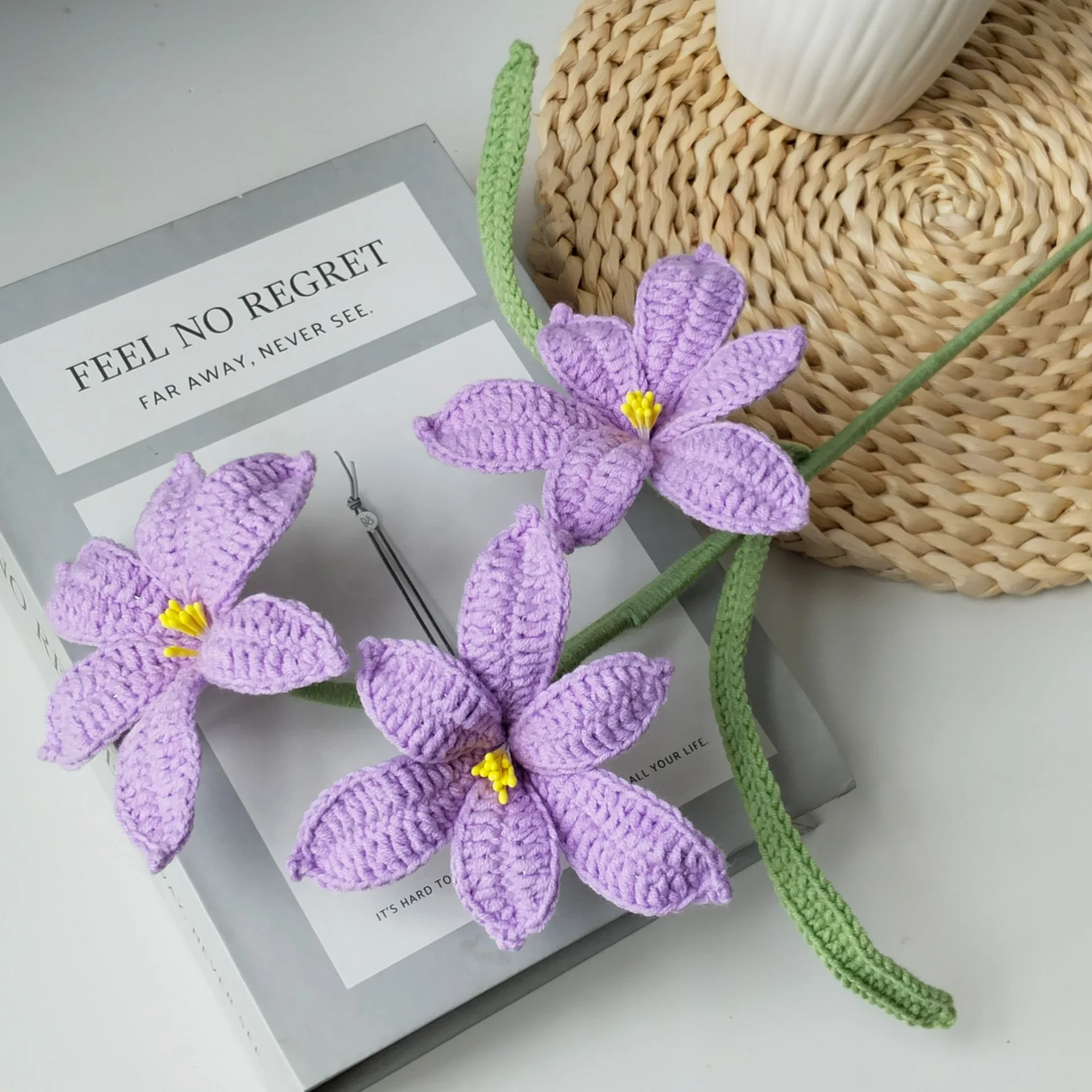 Gehäkelte Orchideenzweige Kreativer Gestrickter Blumenstrauß Handgemachte Blumen Künstliche Pflanze Raumdekoration – Detail 8