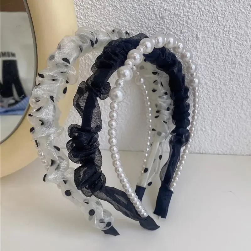 Elegante preto dupla camada malha arco hairband para mulheres meninas coreia doce acessórios de cabelo elegante menina cabeça wear