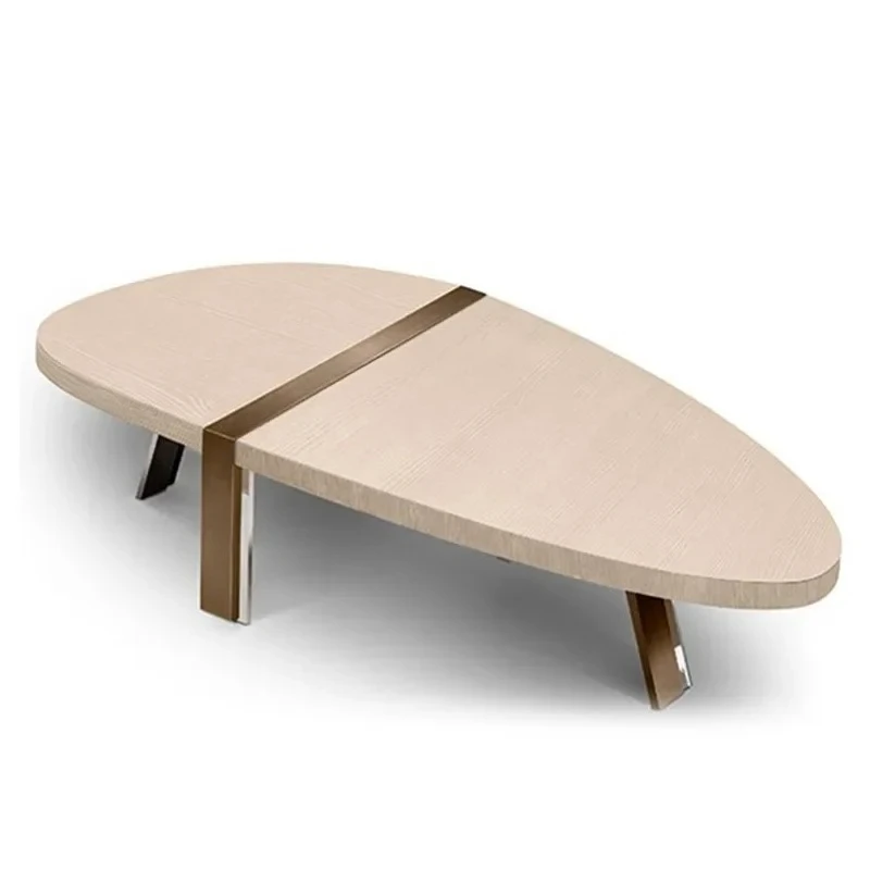 

Light luxury designer creative metal coffee table modern simple household special-shaped solid wood negotiation table