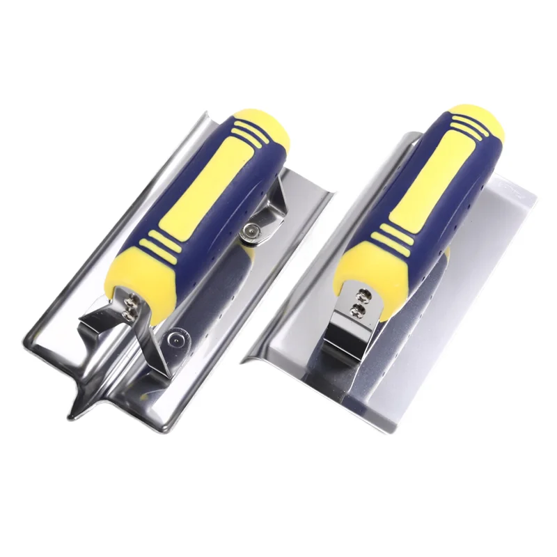 A11E-Concrete Hand Edger And Groover Tools Set Silver & Blue Construction Tools Plaster Stucco Cement Finishing Kit