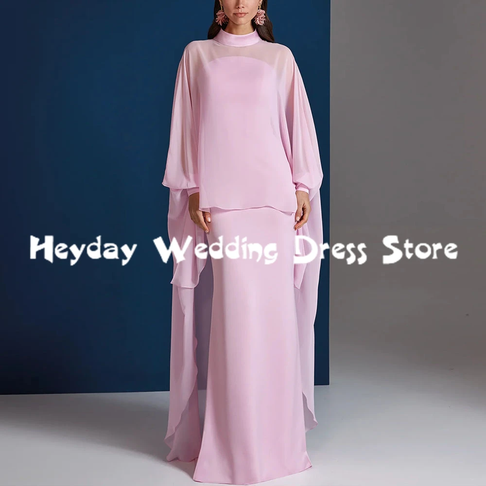 

Heyday Women's O-neck Mermaid Simple Saudi Evening Dresses With Chffion Long Sleeves Floor-Length Formal Elegant Dresses 2025