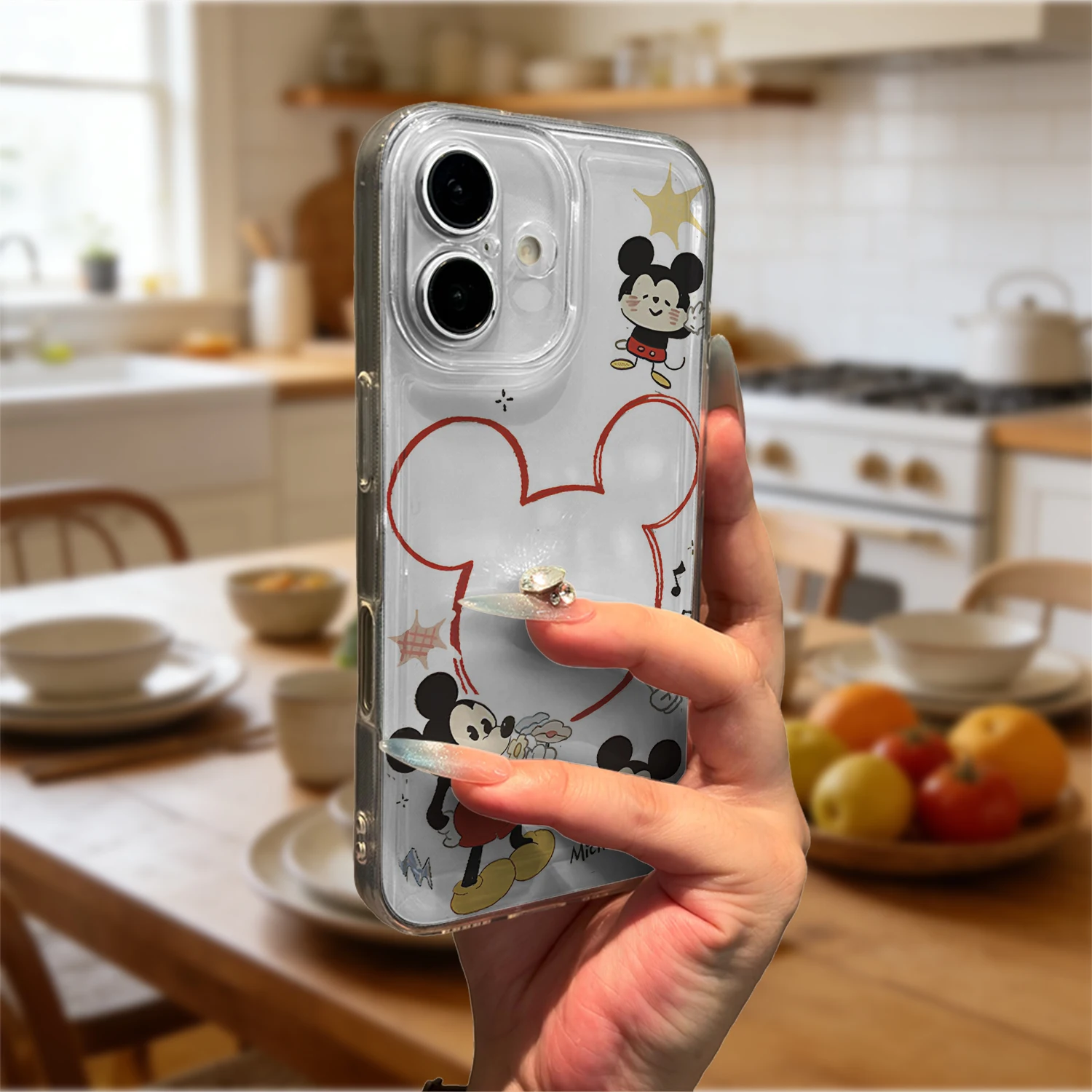 Cute Mickey Mouse Clear Transparent Soft TPU Phone Case For iPhone 17 16 15 14 13 12 11 PROMAX Soft Frame Case Anti-Scratch